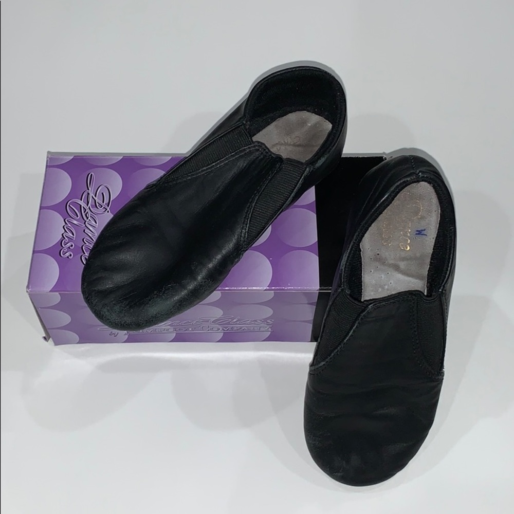 Black leather split-sole Pro Jazz Boot, Size 1